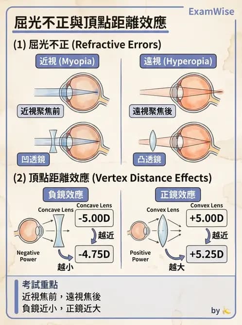 驗光生 - 近視與遠視的分類、成因及眼球光學基礎 - AI 圖文解析預覽