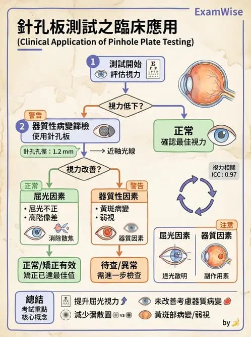 驗光生 - 針孔視力、色覺與視野篩檢 - AI 圖文解析預覽
