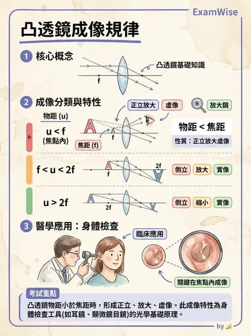 驗光生 - 薄透鏡成像特性與光線追跡 - AI 圖文解析預覽
