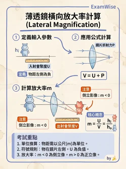 驗光生 - 薄透鏡成像特性與光線追跡 - AI 圖文解析預覽