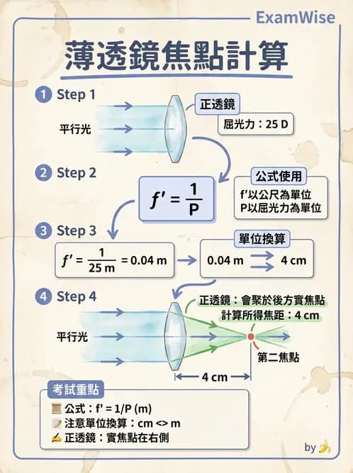 驗光生 - 薄透鏡成像特性與光線追跡 - AI 圖文解析預覽