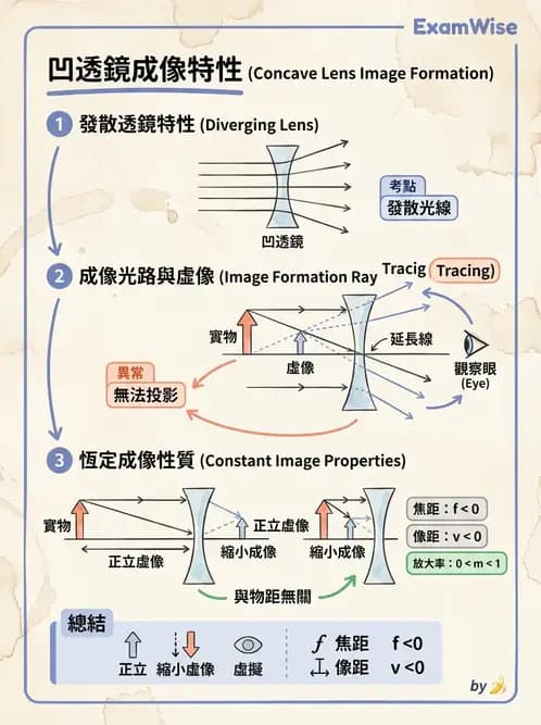 驗光生 - 薄透鏡成像特性與光線追跡 - AI 圖文解析預覽