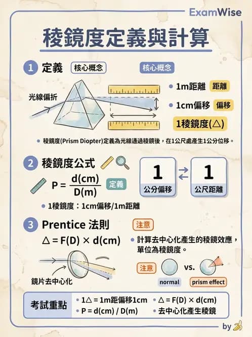 驗光生 - 稜鏡基本原理與光學 - AI 圖文解析預覽