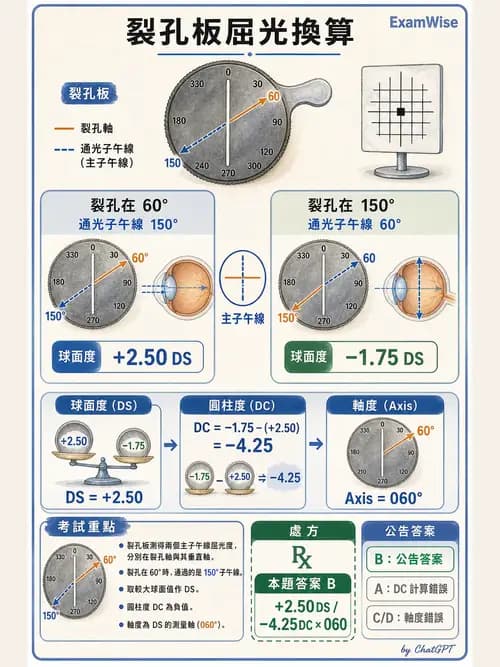 驗光生 - 傑克森交叉圓柱鏡與裂孔板操作 - AI 圖文解析預覽